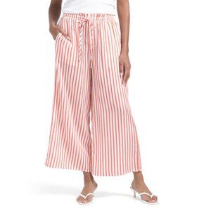 BELLA DAHL Sunset Ruffle Waist Wide Leg Cropped Pants